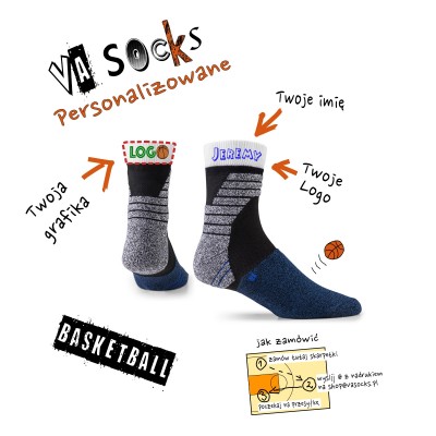 VA Socks Personalizowane skareptki do koszykówki zakostki.